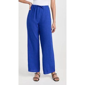 NWT Desmond & Dempsey  Lounge Plain Linen Trousers Size S,  Lazuli Blue